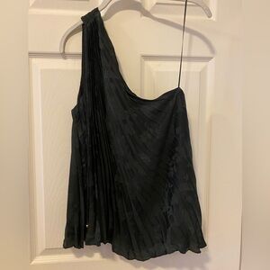 Banana Republic Black One-Shoulder Pleated Top